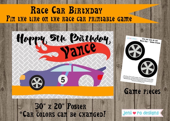 Party Game, Pin the Tire on the Race Car, Race Car Birthday, Printable game, Birthday activity, Party activity, Personalized Il_570xn