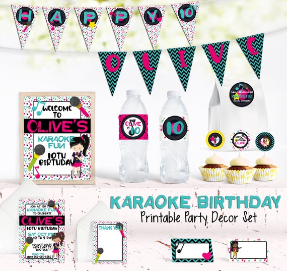 Karaoke Birthday, Printable Decor Set, Karaoke party, Music, singing