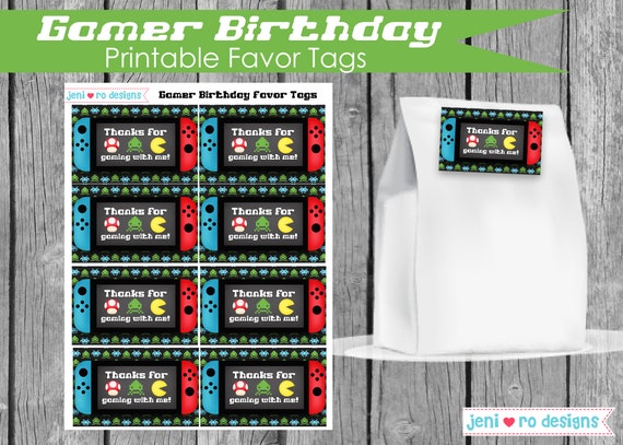 Gamer Birthday, Printable Favor Tags, Party favors, Favors, Video game birthday, Gamers, Level up, Instant download Il_570xn