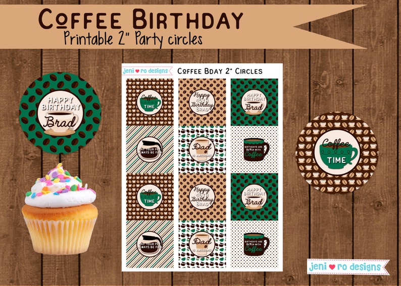 Coffee Birthday Party, Printable Decor set, Coffee invite, Coffee mugs, Coffee break, Coffee beans, Coffee party decor, Personalized image 5