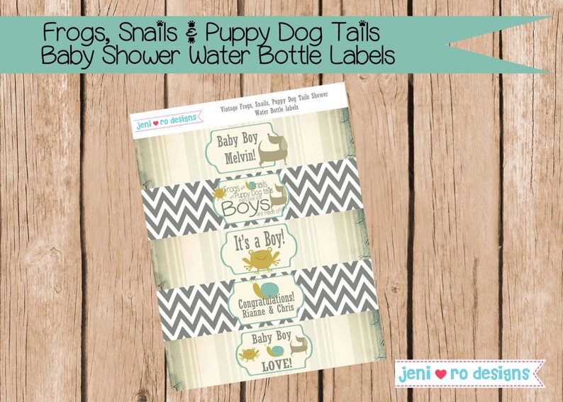 Frogs Snails and Puppy Dog Tails Baby Shower Printable Water Etsy