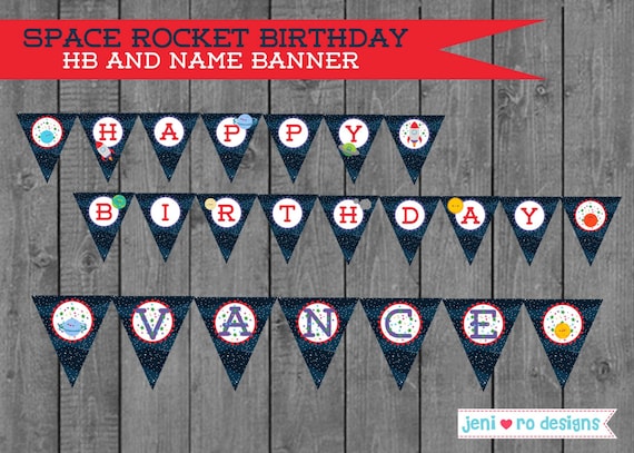 Space Rocket Birthday Printable Birthday Banners Party Banner Space 