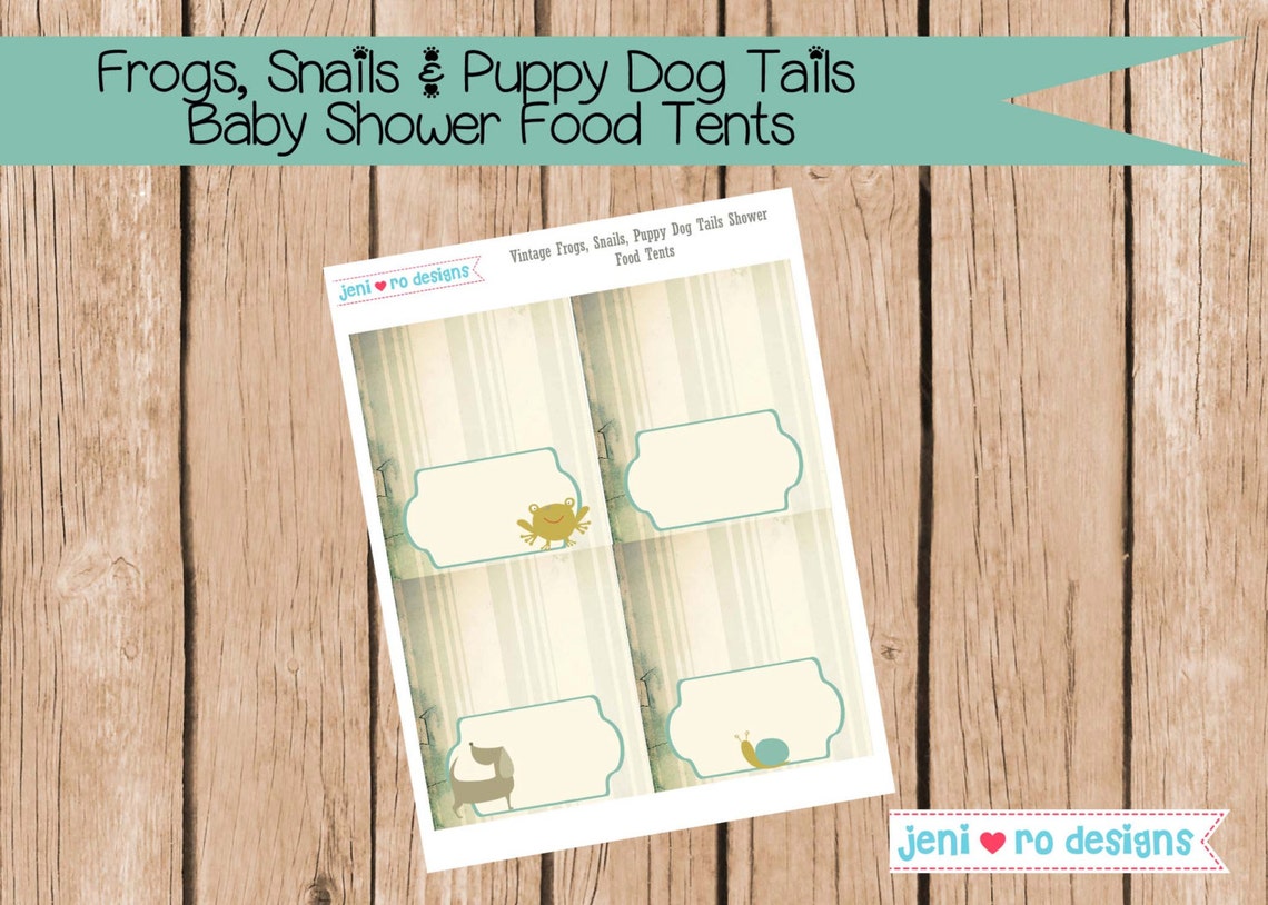 Frogs Snails and Puppy Dog Tails Baby Shower Printable Food Etsy