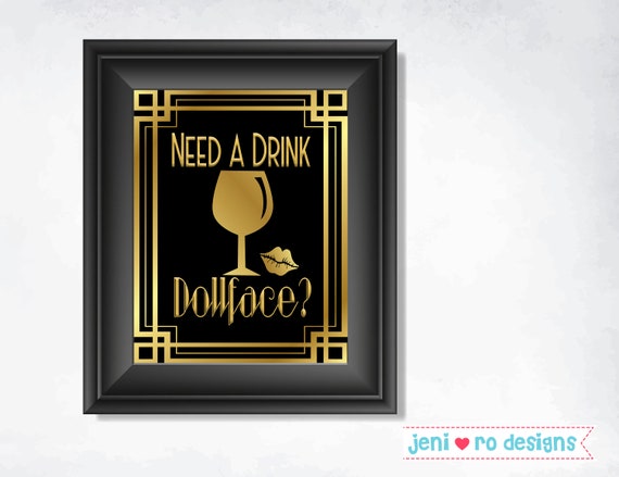 Great Gatsby Party Printable signs, Roaring 20's party decorations, Great Gatsby  party, 1920's decorations, Art Deco poster, Black Gold by jeni ro designs