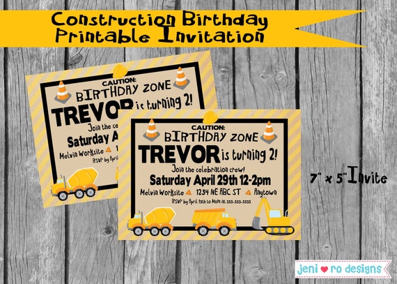 Construction Birthday Party printable invitation - customization included! Il_570xn