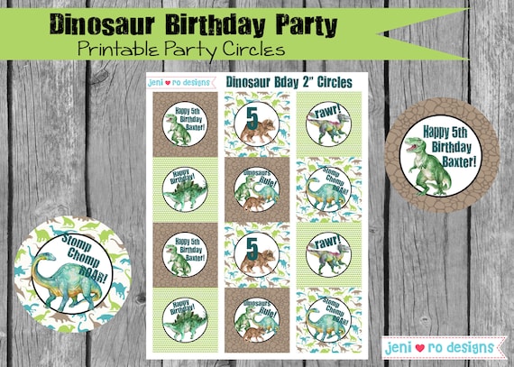 Dinosaur Birthday Party Circles, Printable Circles, Cupcake toppers, Realistic Dinosaurs, Dinosaur party, Birthday Decor, Personalized Il_570xn