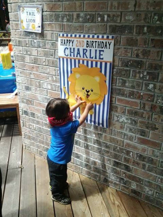 Party Game, Pin the tail on the Lion printable game, Zoo boy birthday, Printable game, Lion game, Zoo birthday, Animal birthday,Personalized Il_570xn