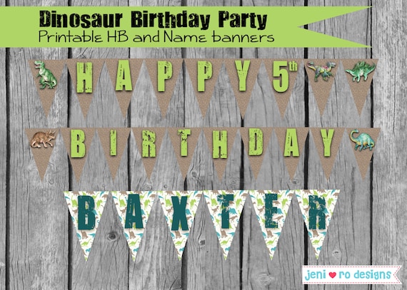 Dinosaur Birthday Banners, Printable Banners, Birthday banners, Realistic Dinosaurs, Dinosaur party, Birthday Decor, Personalized Il_570xn