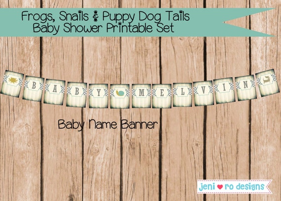Frogs Snails And Puppy Dog Tails Baby Shower Printable Banner Etsy