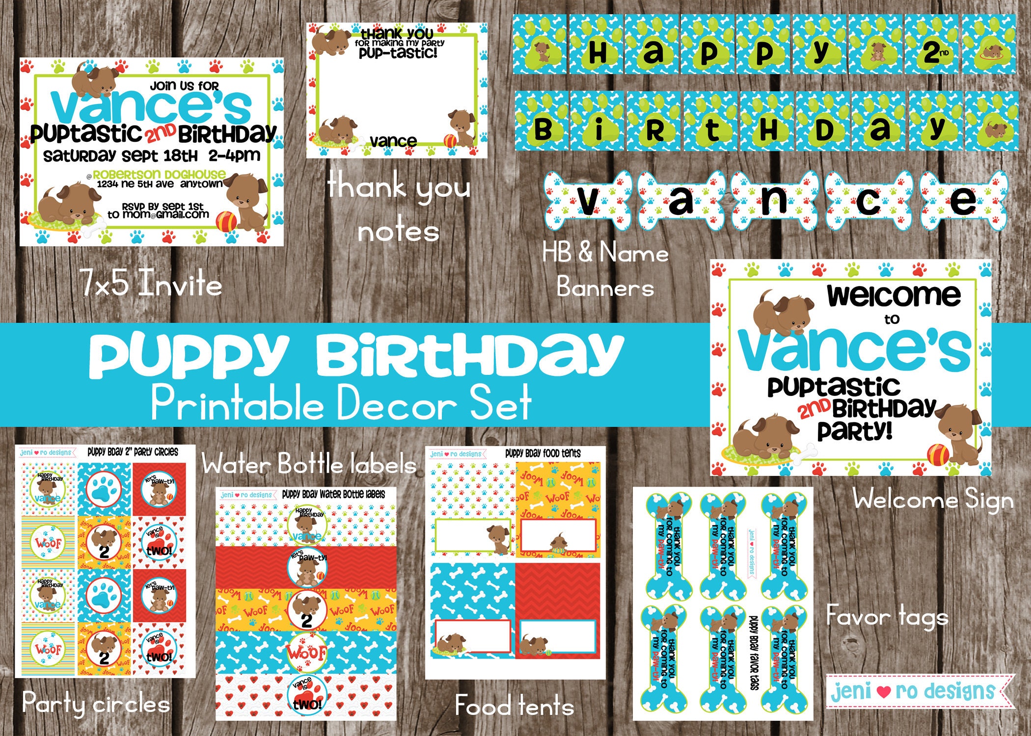 Puppy Birthday Decor Set Printable Party Set Party Invite | Etsy