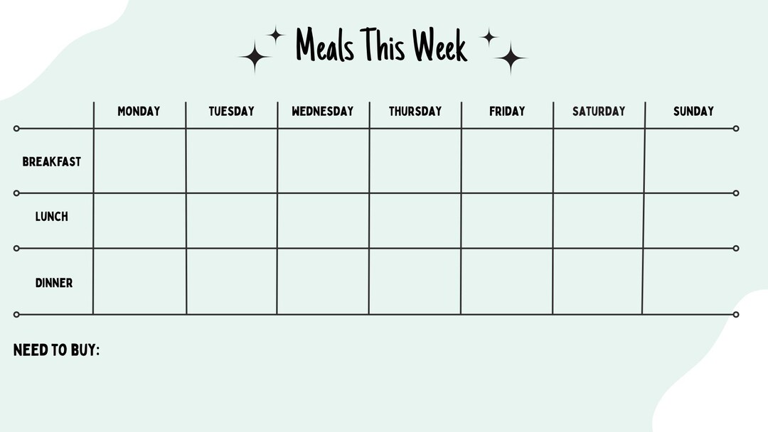 Printable Weekly Meal Planner DIY - Etsy Canada