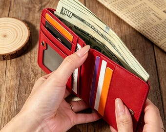 Practical Mother’s Day Gift for Mom, Compact Leather Wallet, Small Bifold Wallet with Coin Pocket, Lightweight Everyday Wallet for Women