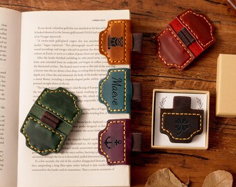 Personalized Leather Magnetic Bookmark with Pen Clip: Reader Gift,Christmas Gifts