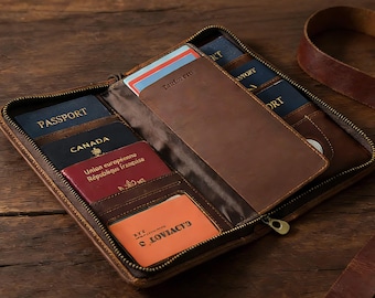 Personalized RFID Travel Wallet – Long Passport Holder, Business Organizer with Card Slots & AirTag Pocket, Personalized for You