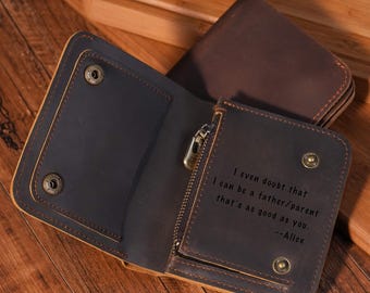Personalized Leather Mens Wallet, Slim Bifold Wallet with Card Slots, Top Grain Cowhide Wallet, Everyday Carry Gift