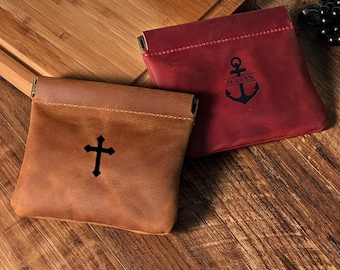 Custom Leather Keepsake Pouch | Personalized Memorial Pouch for Loss | Grief Gift for Pet Hair Photo Memory Small Wallet