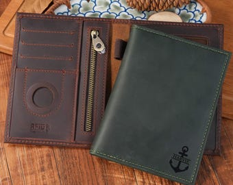 Personalized Leather Rfid Passport Wallet | AirTag Ready | Custom Engraving | Gift for Men & Women