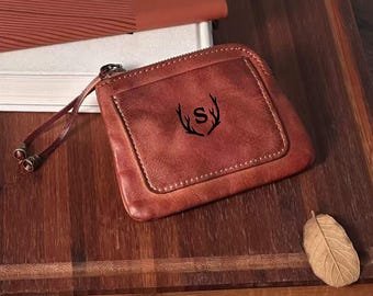Handmade Vintage Leather Coin Purse | Personalized Rosary Pouch | Catholic Boho Christian Gift