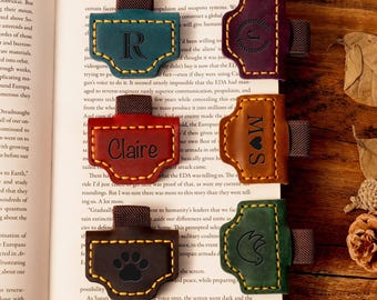 Personalized Leather Bookmark with Pen Clip: Magnetic Reader Gift