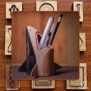 Shark Leather Pen Holder Die Cut | DIY Desk Organizer Craft Supply