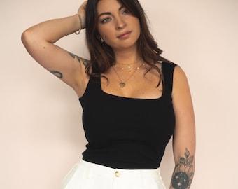 Geribbelde katoenen tanktop: stretchy surfergirl-stijl - Made in California