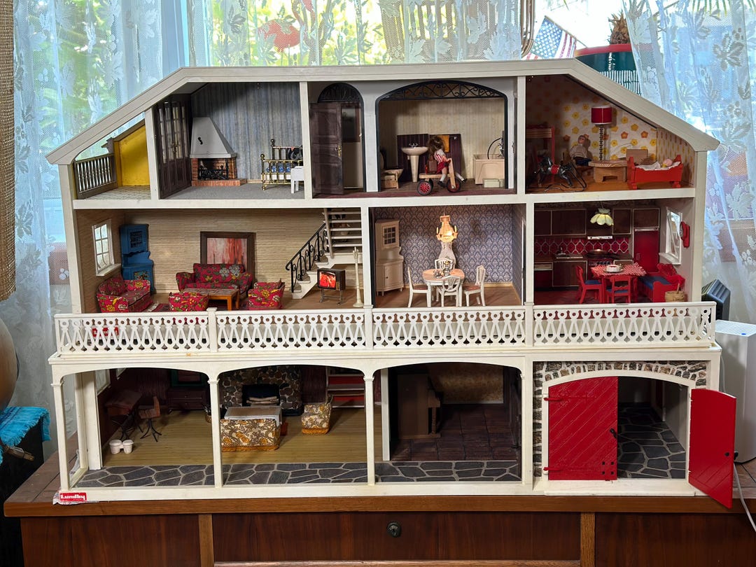 Rare Lundby Stockholm Dollhouse W Furniture, Working Lamps, Stable Add ...