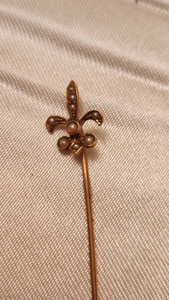 Estate14k gold Victorian pearl stick pin Edwardia… - image 2
