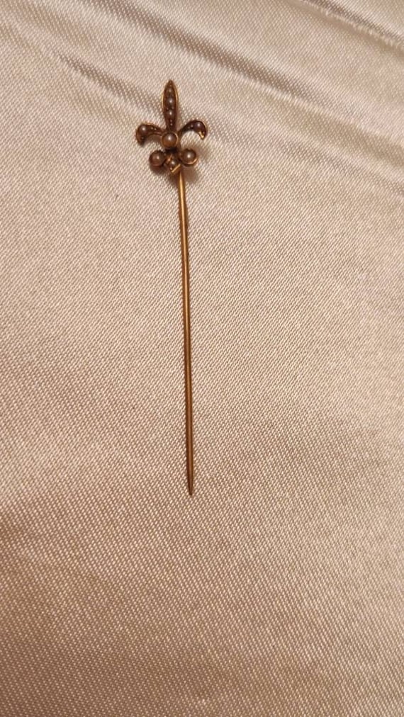 Estate14k gold Victorian pearl stick pin Edwardia… - image 1