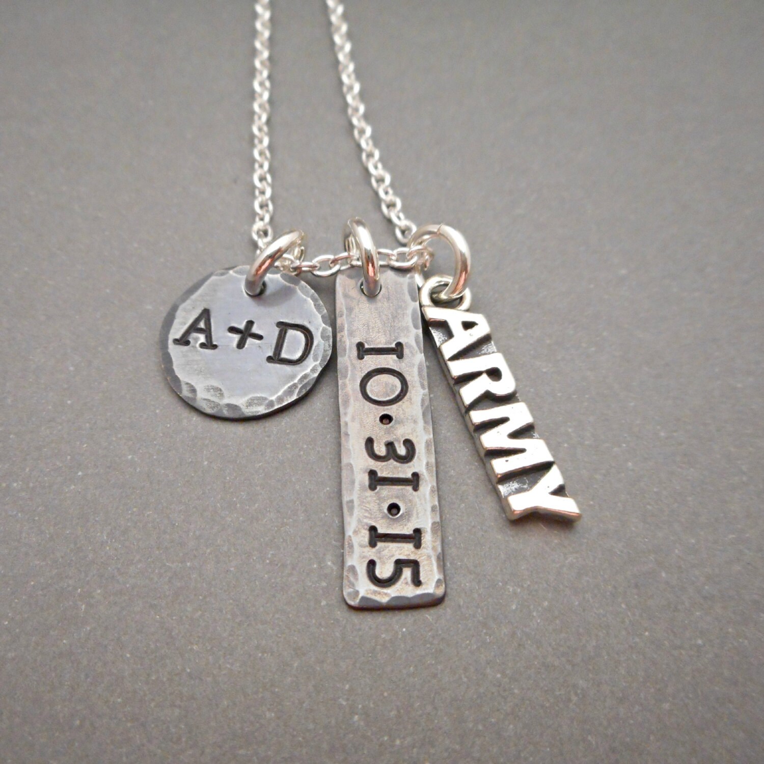 Personalized Army Necklace Initial Jewelry Army Wife Etsy