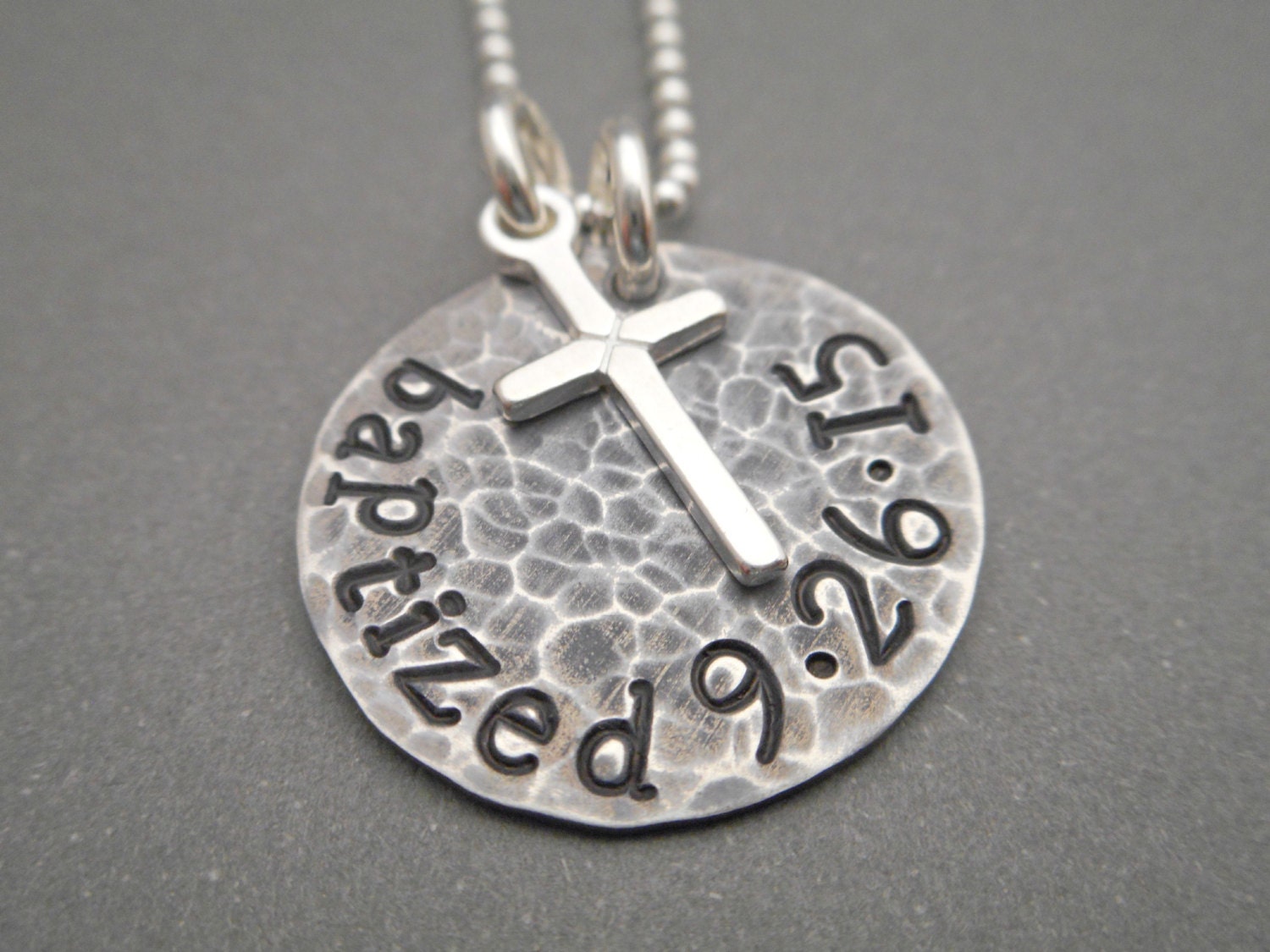 Hand Stamped Cross Necklace for Boys Baptism Gift Etsy