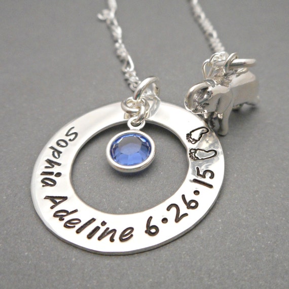 Items similar to Sterling Silver Baby Name Necklace New Mom Necklace