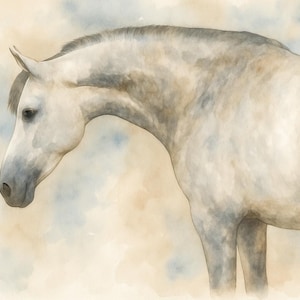 White Horse Watercolor Print: Elegant Equestrian Wall Art