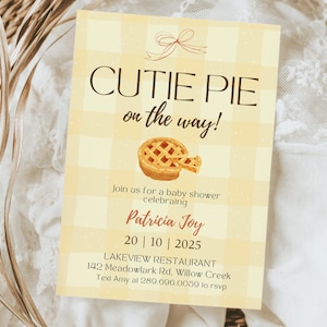 Editable Cutie Pie On The Way Baby Shower Invitation, Cutie Pie Theme Baby Shower Invite, Gender Neutral Baby Shower, Digital Download