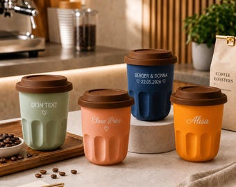Personalized Cute Ceramic Mug with Lid, Custom Name Coffee Cup, Bridesmaid Gift, Birthday Gift for Her, Cozy Coffee Cup