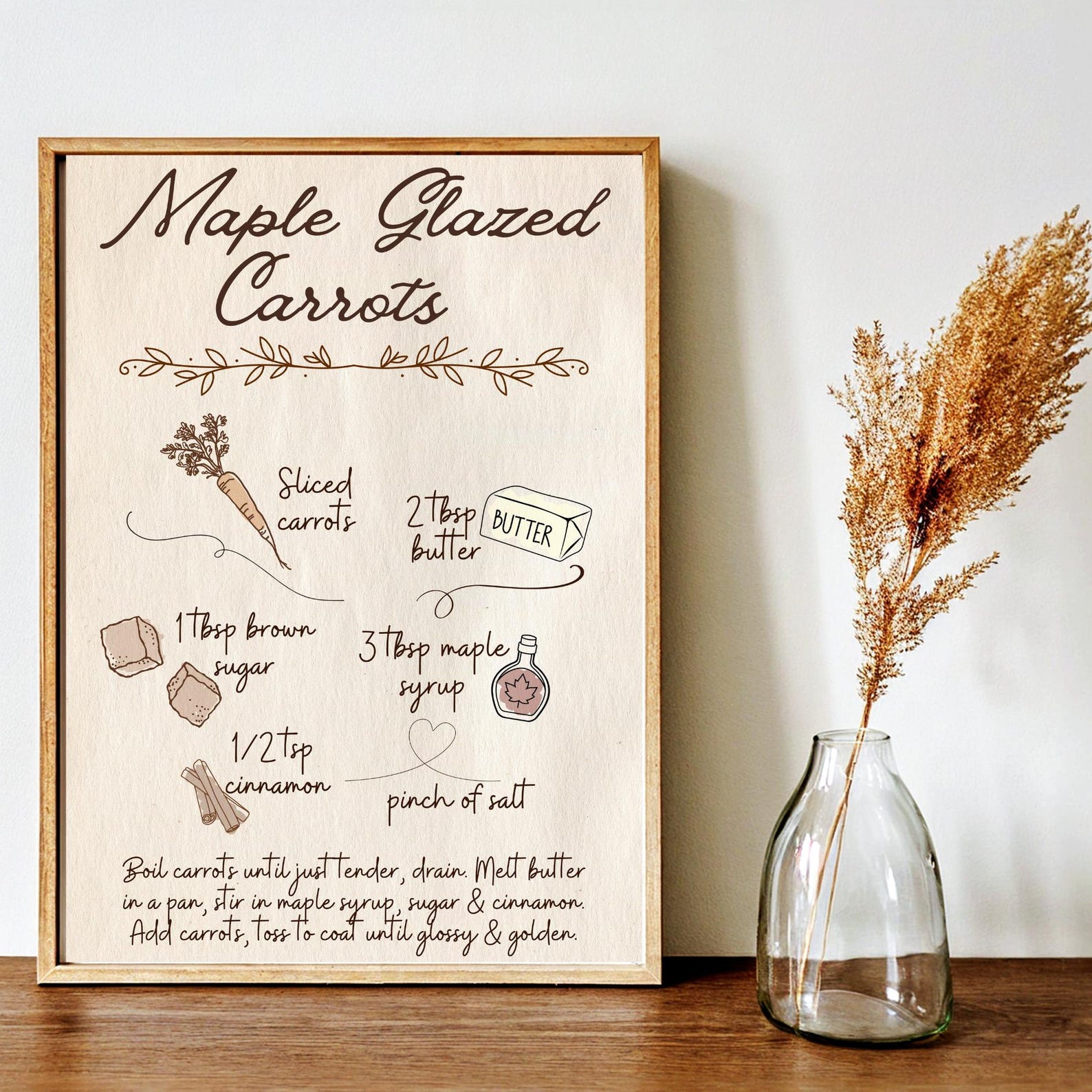 Maple Glazed Carrots Recipe Printable: Vintage Style Kitchen Wall Art ...