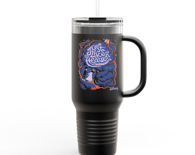 NEW The Cure Song Insulated Travel Mug, 40oz - for Adventurers, Coffee Lovers, and Music Enthusiasts | Just Like Heaven Design, Reusable