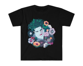 Robert Smith of The Cure Disintegration Flowers - Unisex Softstyle T-Shirt