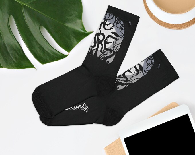 The Crow Black Dream by Curethreads - Recycled Eco Poly Knit Socks for Cure fans