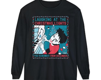 Teal + Red Colorway - Laughing At The Christmas Lights - The Cure Ugly Unisex Long Sleeve T-Shirt