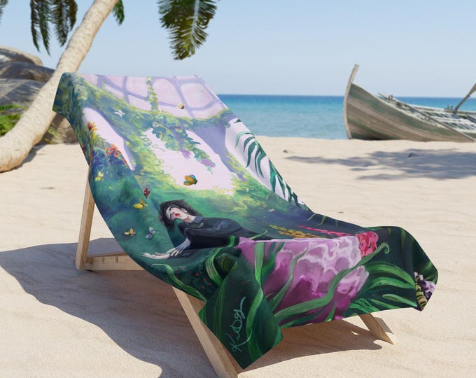 The Caterpillar Girl Robert Smith Beach Towel