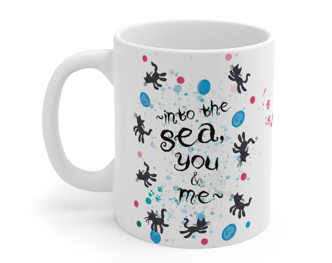 The Lovecats Into The Sea The Cure 11oz White Splattered Mug