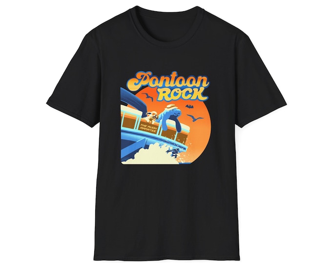 Pontoon Rock Manatee Harrytee Unisex Softstyle T-Shirt