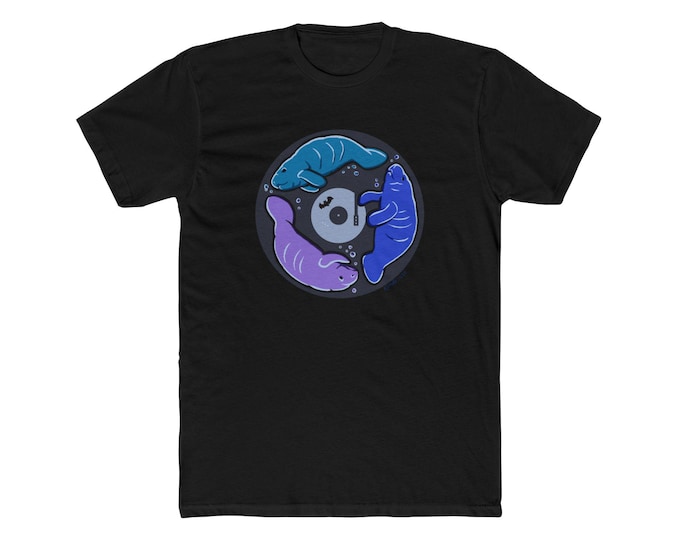 Manatee Record Tee | Aqua Purple Illustration