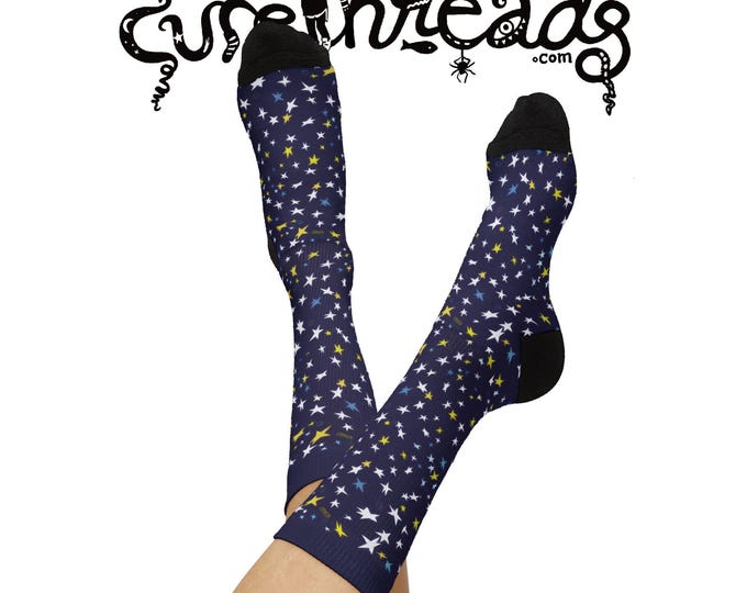 USA ONLY - The Cure Greatest Hits Twilight BLUE Starry Boot Socks Forget About Stars
