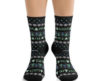 US Only - See Into The Trees Christmas Sweater Eco Socks - Inspired by The Cure A Forest