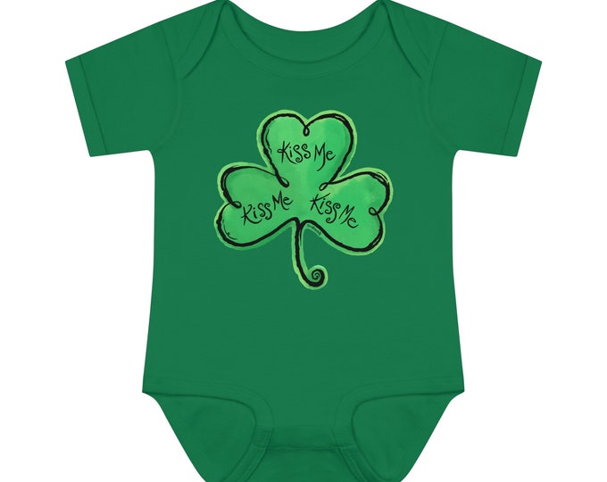 Kiss Me Irish Baby St Patricks Day Onesie® for Newborns to 12 months, The Cure fan, Robert Smith, Ireland Organic Baby Bodysuit