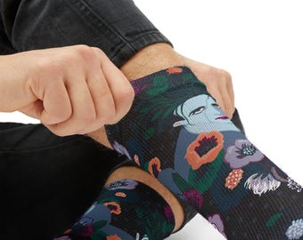 Through the Mouth of the Eye Disintegration Floral Robert Smith-inspired Unisex Printed Socks