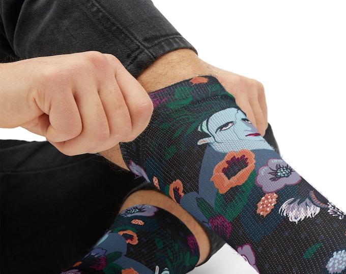 Through the Mouth of the Eye Disintegration Floral Robert Smith-inspired Unisex Printed Socks