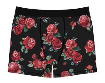 Red Roses Black Men's Boxer Briefs