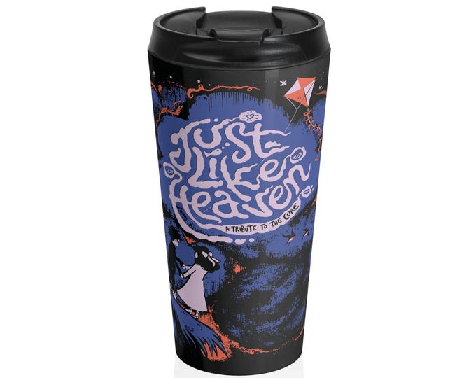 The Cure Fan Thermos, Robert and Mary Dancing by the Sea, 15oz Stainless Steel